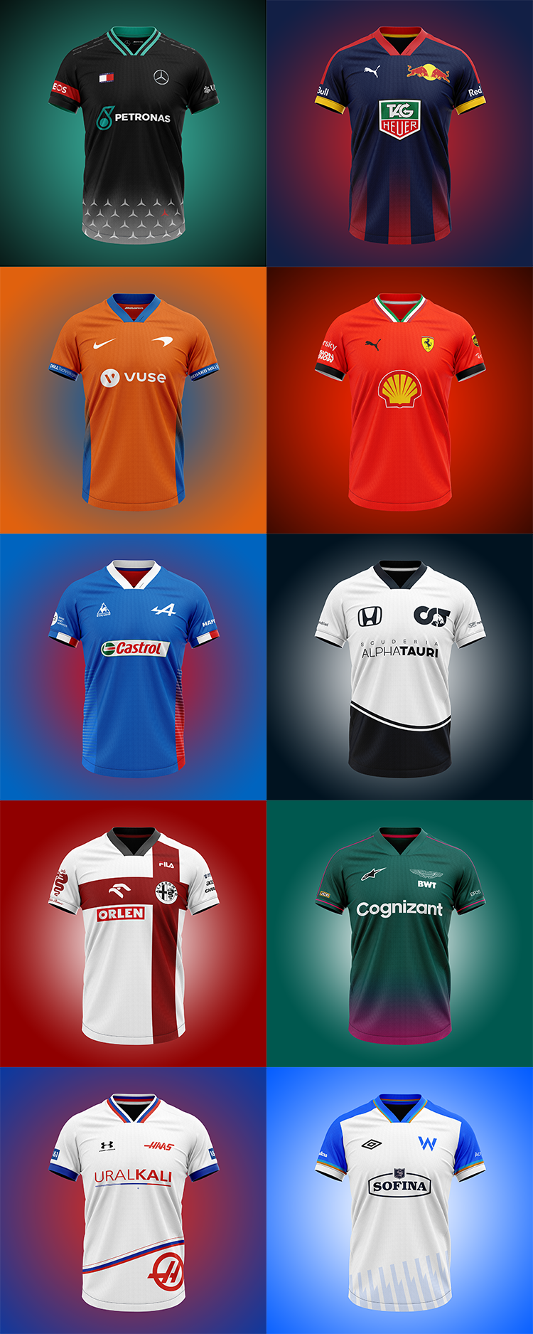 F1 Teams as Football Shirts